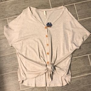 Beige Knit Button Front Maternity Top